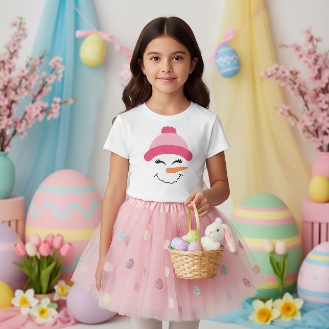 Camiseta do Rosto de Boneco de Neve com Chapéu Ros (Criador carregado)