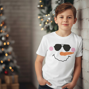 Camiseta do Rosto do Boneco de Neve com Óculos par