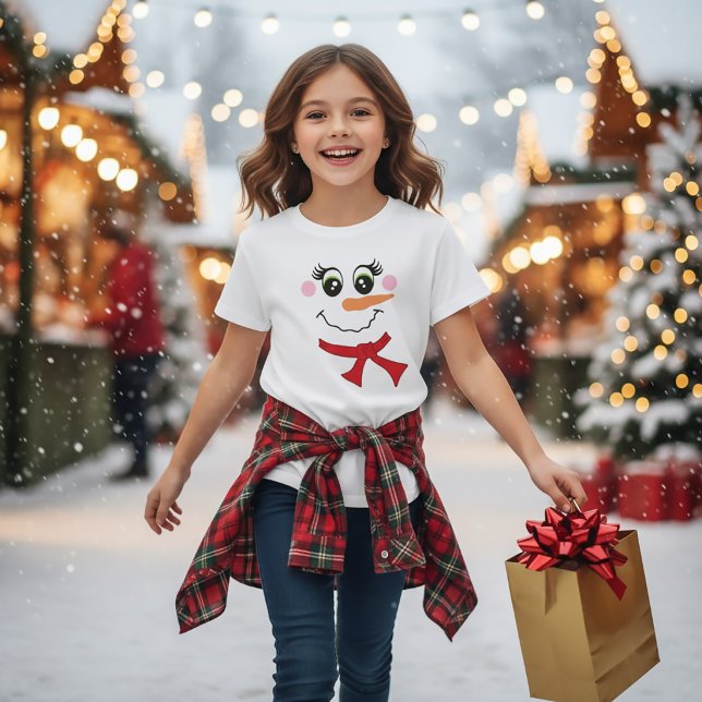 Camiseta do Rosto do Boneco de Neve com Xale para  (Criador carregado)