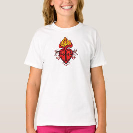 Camiseta do Sagrado Coração de Jesus para Meninas 
