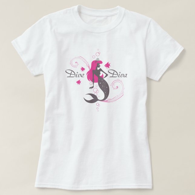 Camiseta Do "sereia do rosa da diva mergulho" (o t-shirt (Frente do Design)