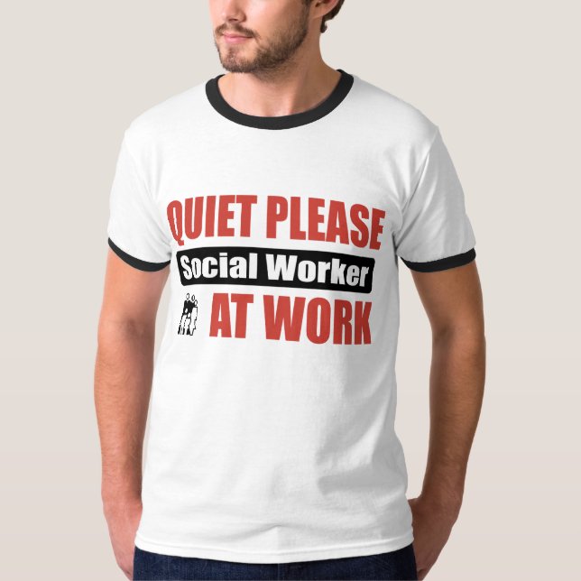 Camiseta Do silêncio assistente social por favor no (Frente)