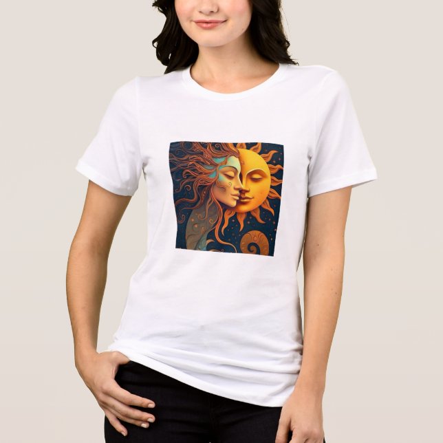 Camiseta do Sol e da Lua – Camiseta de Arte Celest (Frente)