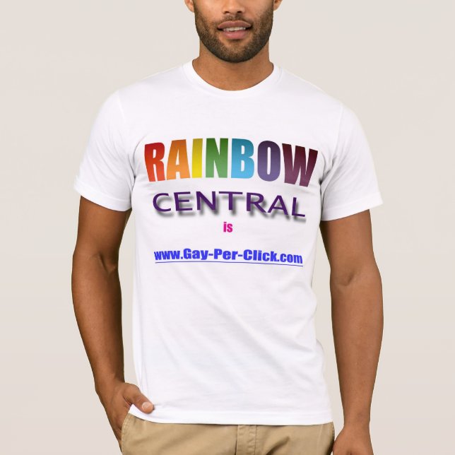 Camiseta Do "T feito sob encomenda central arco-íris" (Frente)