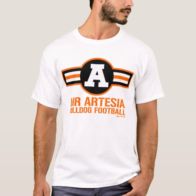 Camiseta Do "t-shirt do futebol do buldogue de Artesia ar" (Frente)