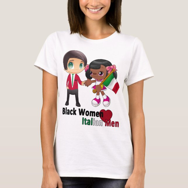 Camiseta Do t-shirt italiano dos homens das mulheres negras (Frente)