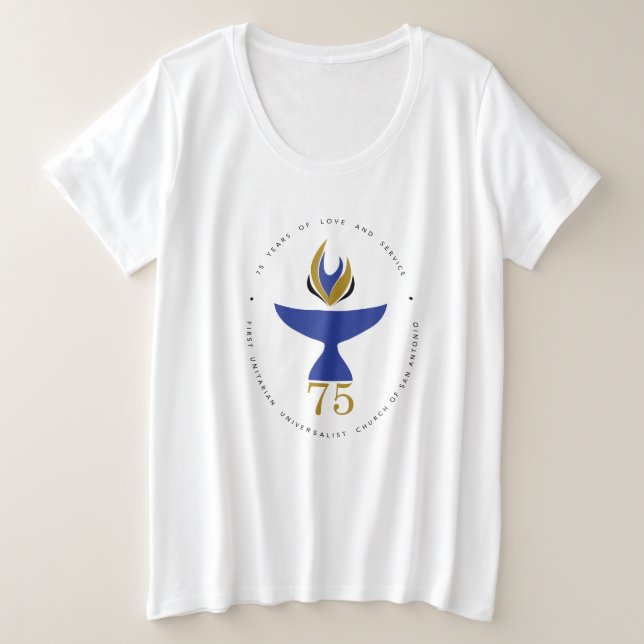 Camiseta do tamanho Plus para mulheres com logotip (Frente do Design)