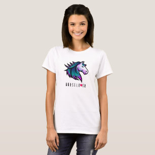Camiseta do trevo do cavalo - Indigo Mane com Toqu