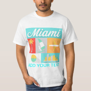 Camiseta do tshirt americano da cidade de miami homens das