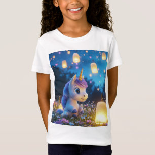 Camiseta do Unicórnio Mágico Fofo com Lanternas