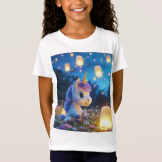Camiseta do Unicórnio Mágico Fofo com Lanternas
