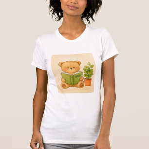 Camiseta do Ursinho de Pelúcia Cozy Lendo Livro