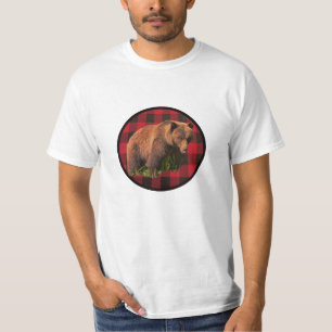 Camiseta do Urso Cinzento Xadrez Búfalo
