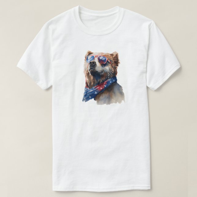 Camiseta do Urso do Dia 4 de Julho (Frente do Design)