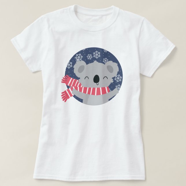 Camiseta do Urso Koala de Natal de Inverno (Frente do Design)