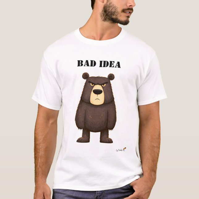 Camiseta do Urso Mal-Humorado Engraçado com 'Má Id (Frente)