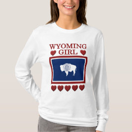 Camiseta do Wyoming Girl State Flag Hearts