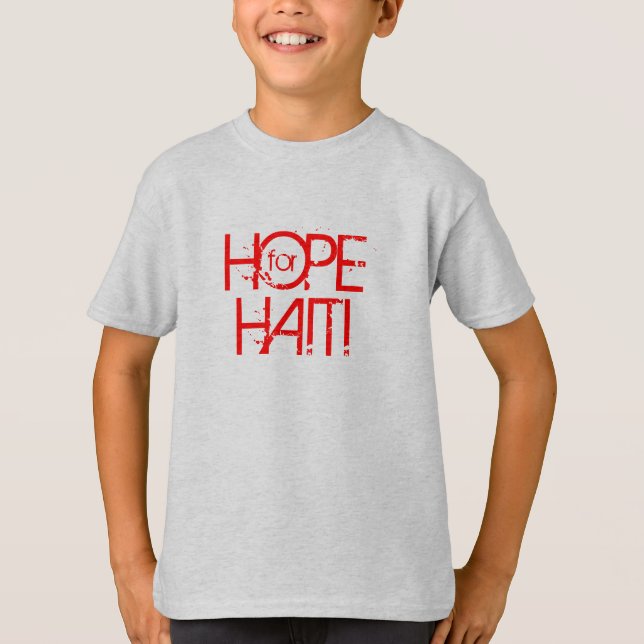 Camiseta DOAÇÃO DO ARCO! A ESPERANÇA PARA HAITI caçoa o (Frente)