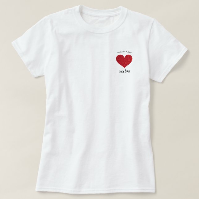 Camiseta Doador de Sangue - Salvar Vidas - Design de Bolso  (Frente do Design)