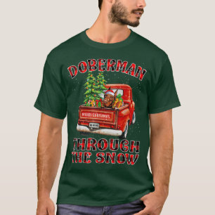 Camiseta Doberman Através Da Xadrez De Caminhão De Natal Da