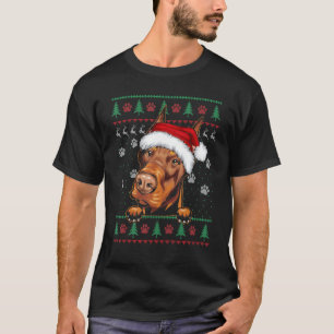 Camiseta Doberman Christmas Ugly Sweater Engraçado Cachorro