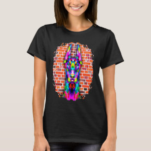 Camiseta Doberman Colorido Pop Bricks Cachorrinho Doberman