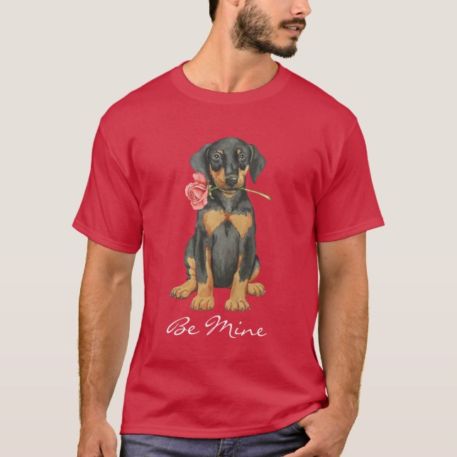 Camiseta Doberman cor-de-rosa dos namorados (Frente)