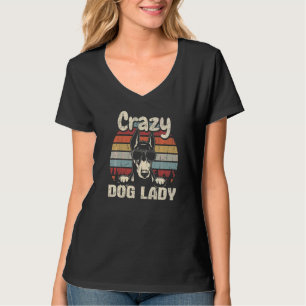 Camiseta Doberman Crazy Dog Lady Vintage Retr Dia de as mãe