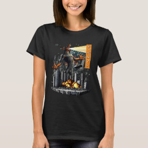 Camiseta Doberman Doberman engraçado monstro Kaiju Japonês