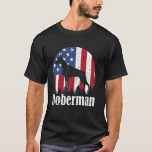 Camiseta Doberman Dog American Flag 4 De Julho