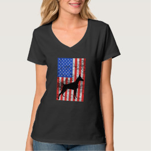 Camiseta Doberman Dog American Flag Patriótico Pinscher Dob