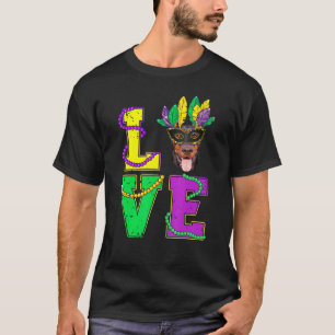 Camiseta Doberman Dog I Love Puppy Mardi Gras Men Women Kid