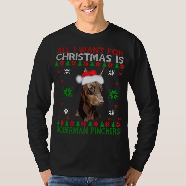 Camiseta Doberman Dog Ugly Swely Christmas Puppy Dog Love (Frente)
