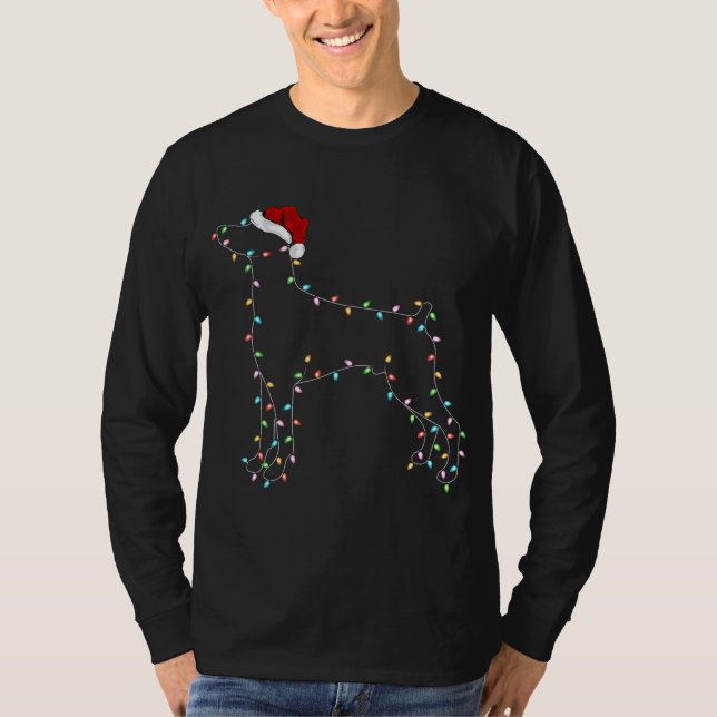 Camiseta Doberman Dog Xmas Lighting Santa Hat Doberman Chri (Frente)