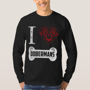 Camiseta Doberman I Heart Dobermans Bone Ornaings