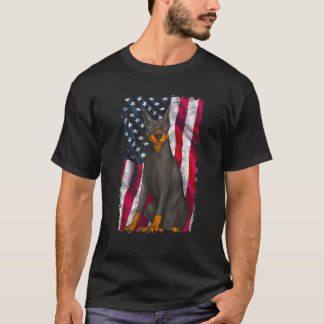 Camiseta Doberman Pinscher American Flag 4th of July US Pat