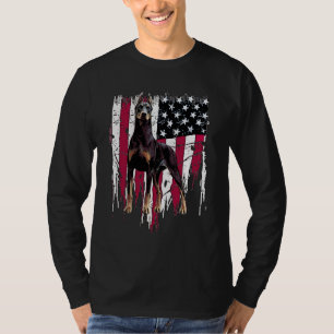 Camiseta Doberman Pinscher American Flag USA Awo