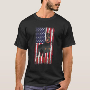 Camiseta Doberman Pinscher Bandeira Americana Cachorro 4 De