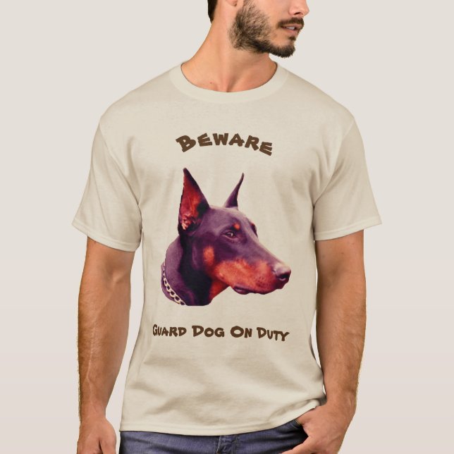 Camiseta Doberman Pinscher Beware Engraçado (Frente)