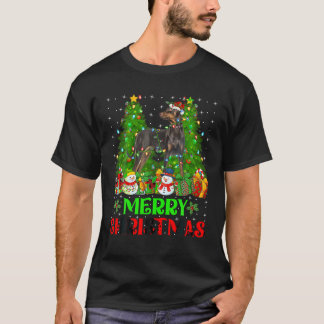 Camiseta Doberman Pinscher Cachorro Árvore de Natal Holida