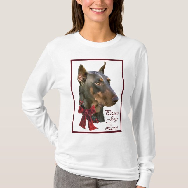 Camiseta Doberman Pinscher Christmas (Frente)