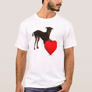 Camiseta Doberman Pinscher com Coração