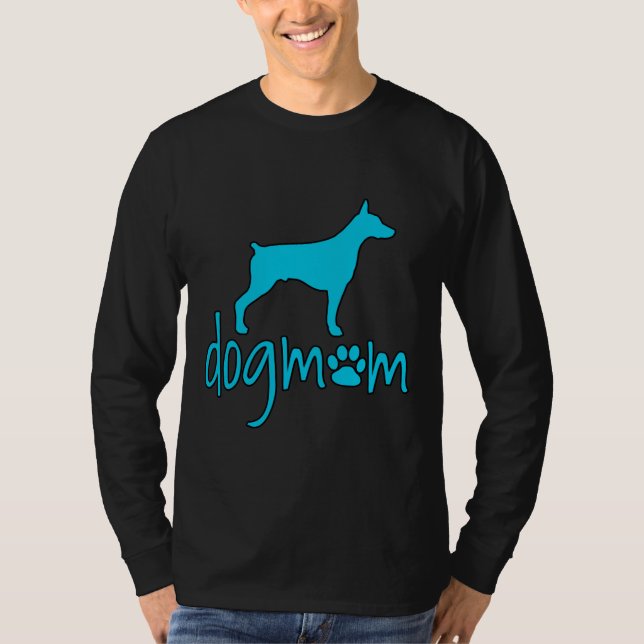 Camiseta Doberman Pinscher Dog Mãe Vestida Para Proprietári (Frente)