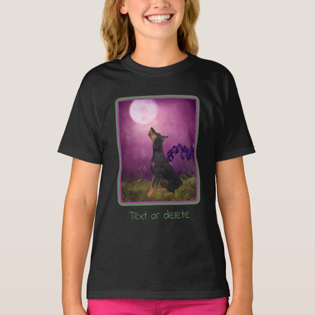 Camiseta Doberman Pinscher Fantasy Orchids Dog Art (Frente)