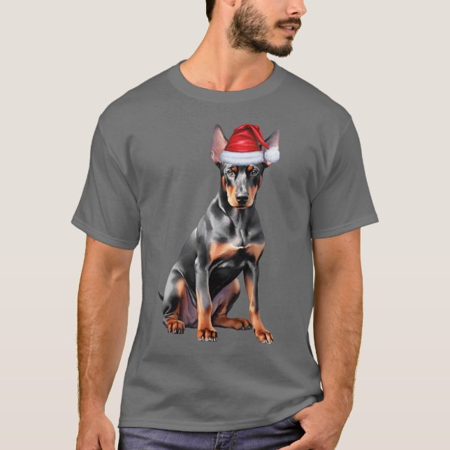 Camiseta Doberman Pinscher Funny Christmas Dog Holiday (Frente)