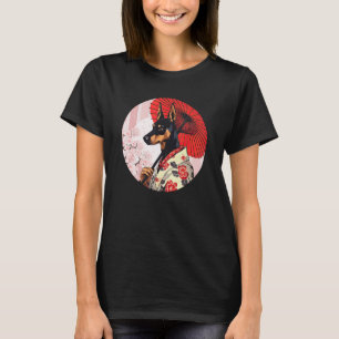 Camiseta Doberman Pinscher Geisha Cachorro Engraçado Kimono