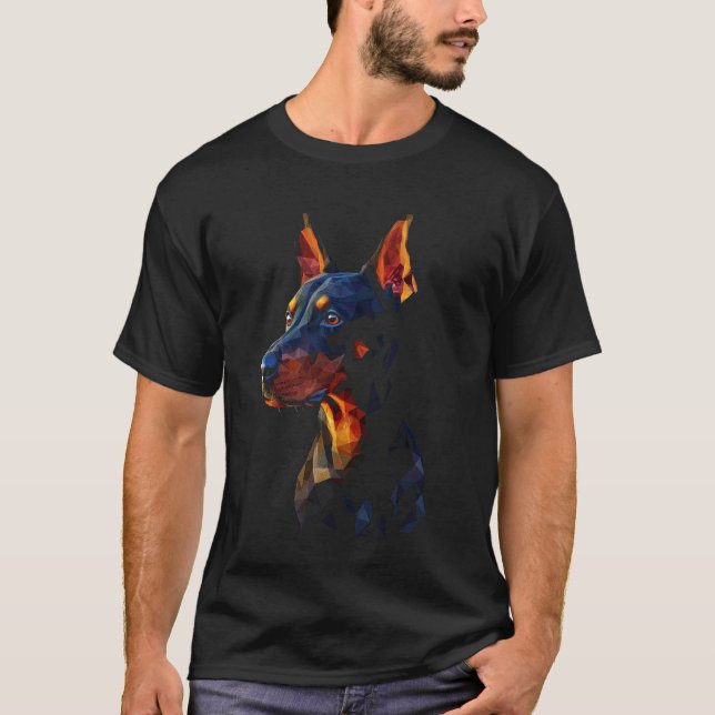 Camiseta Doberman Pinscher Low Poly (Frente)