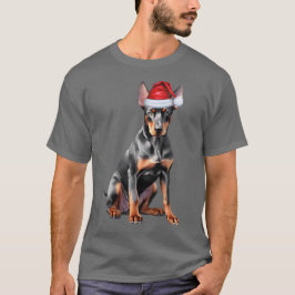 Camiseta Doberman Pinscher Natal Divertido Cachorro Férias