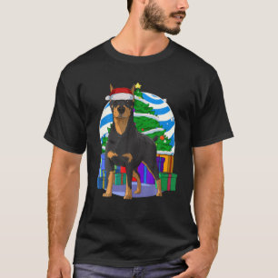 Camiseta Doberman Pinscher Papais noeis Presente na Árvore