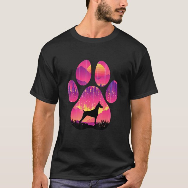 Camiseta Doberman Pinscher Paw Mãe Pai Mulheres Cachorro Ho (Frente)